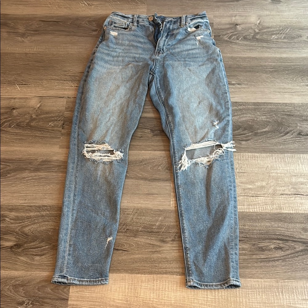 American Eagle Outfitters Blue Boyfriend Jeans with Vintage Distressing